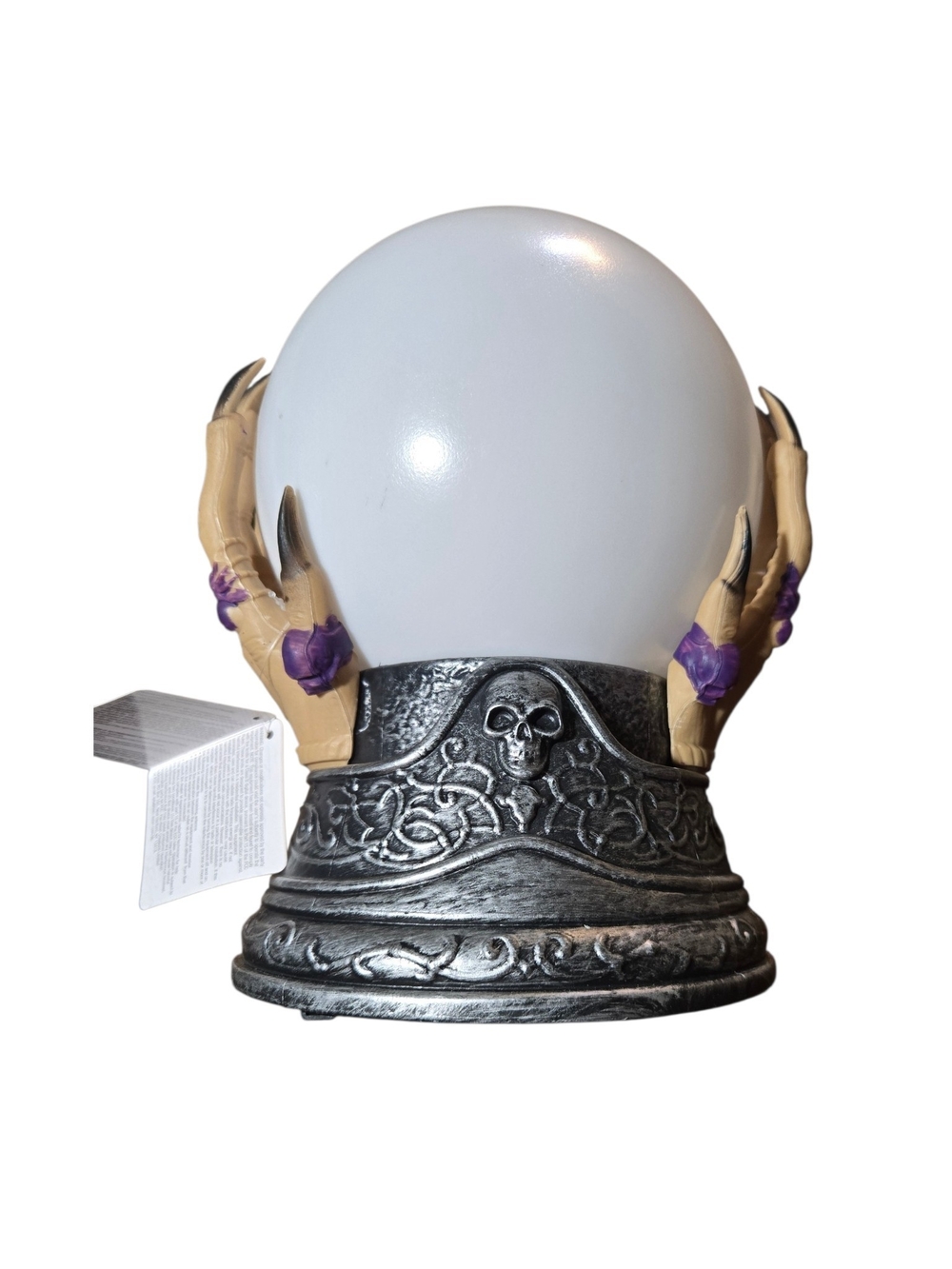 Skeleton Hand Crystal Ball Lamp - White Globe